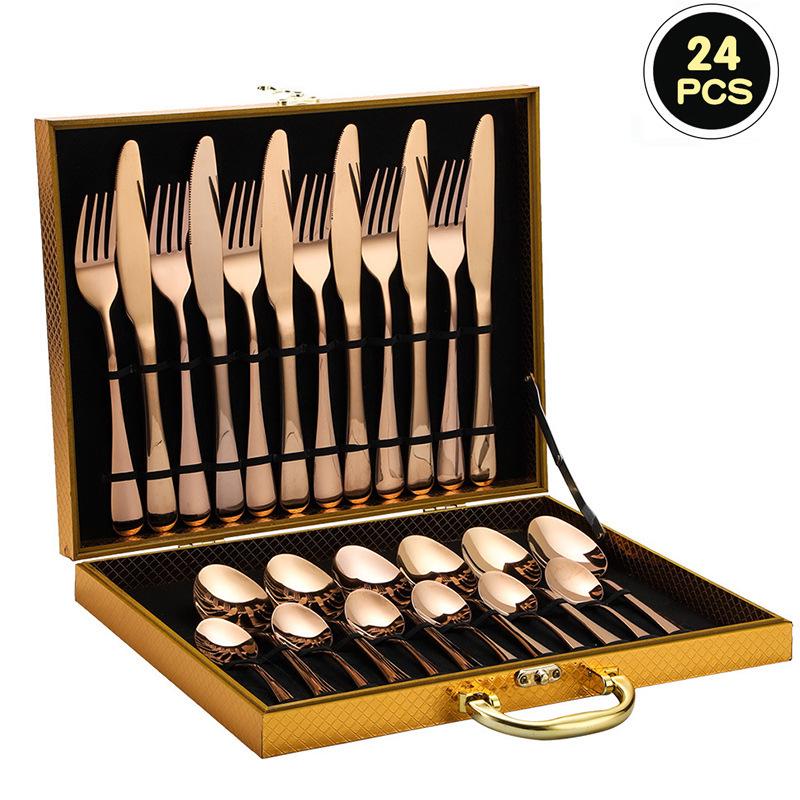 Stainless Steel 24-Piece Cutlery Set for 6 – Includes Knife, Fork, Spoon – Gift Boxed