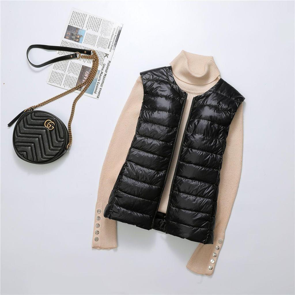 Women's Plus Size Lightweight White Duck Down Vest - Short Style for Middle-Aged & Elderly