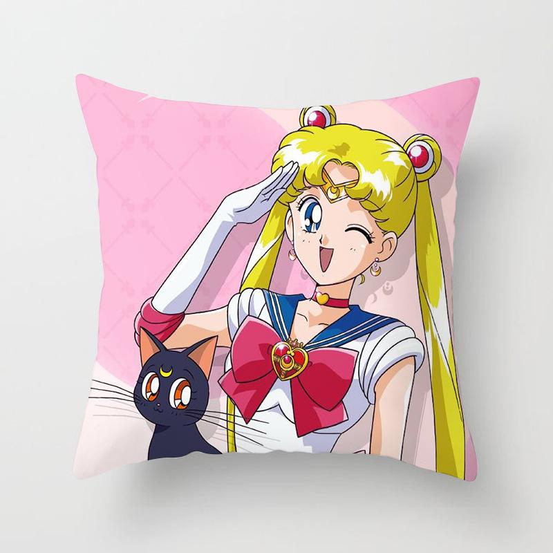

Японская милая подушка с мультяшным персонажем Сейлор Мун, диванная подушка, прикроватная спинка 45X45cm without pillow core