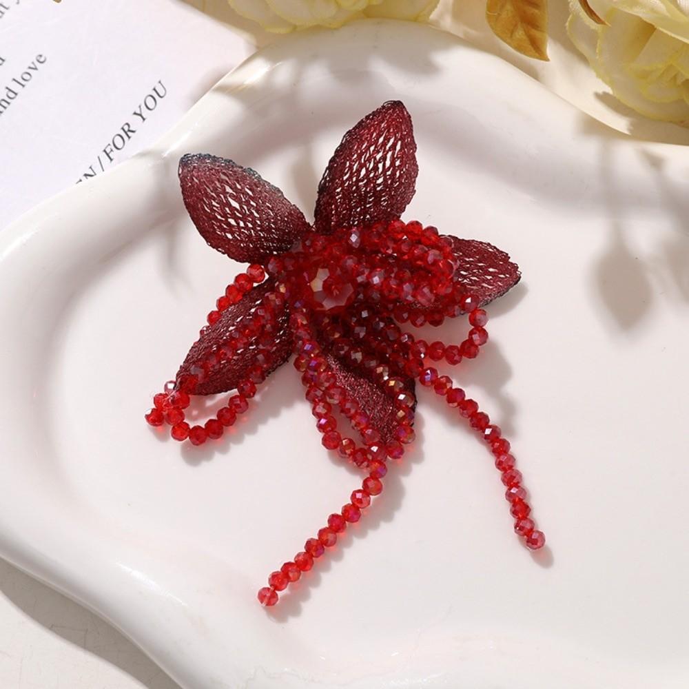 

Multi-layer DIY Sewing Decals Crystal Beads Applique Decorative Crystal Patch Dress Decoration красный