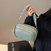 Fashionable Multi-layer Small Round Bag Versatile Soft Leather Shoulder Bag Version Wide Shoulder Strap Messenger Bag