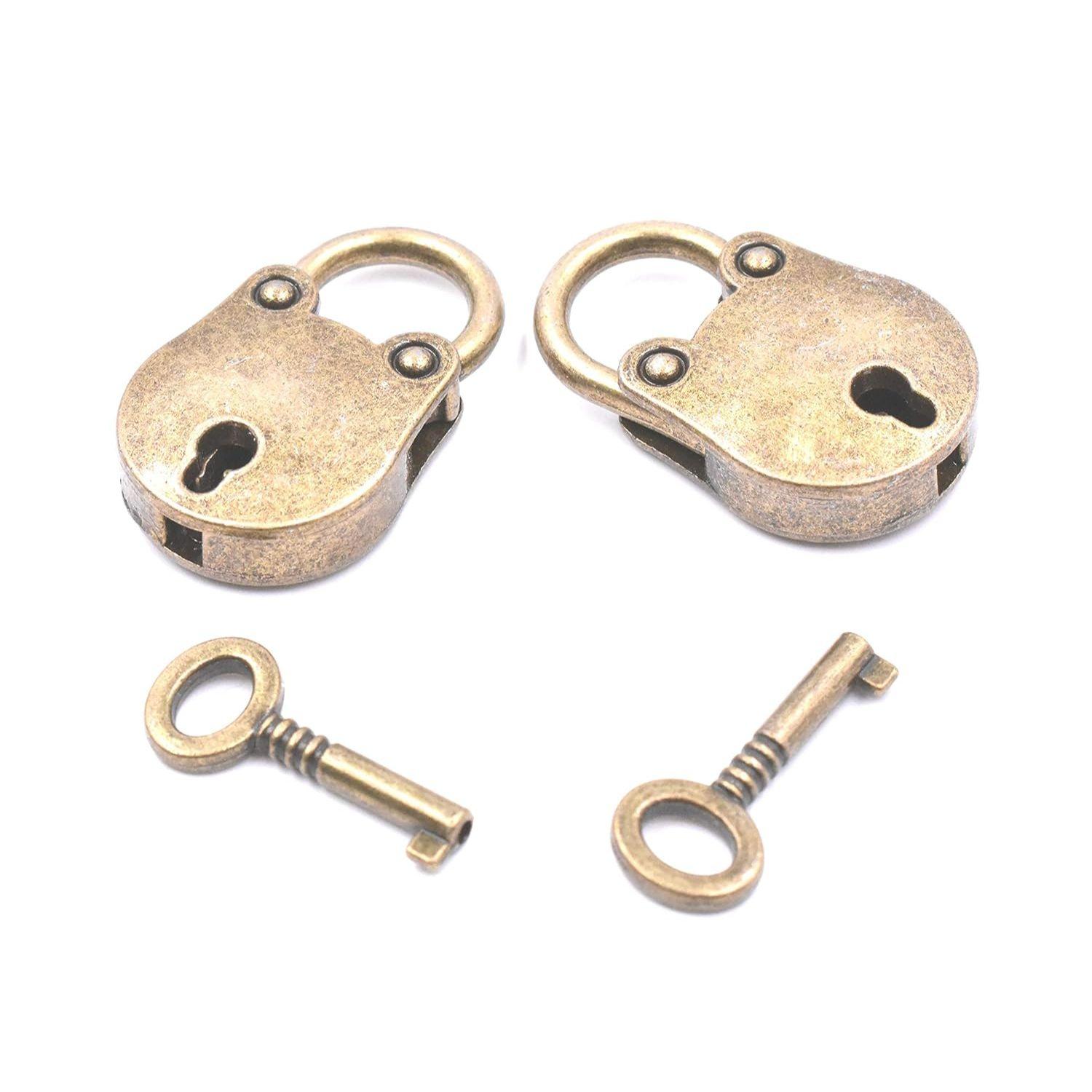 

2pcs Old Vintage Antique Style Mini Archaize Padlocks Key Lock with Key