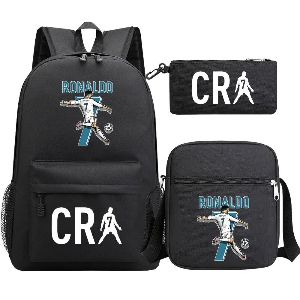 Primary And Secondary School Students Schoolbag Three-Piece Football Player Star Peripheral Printing Children'S Backpack