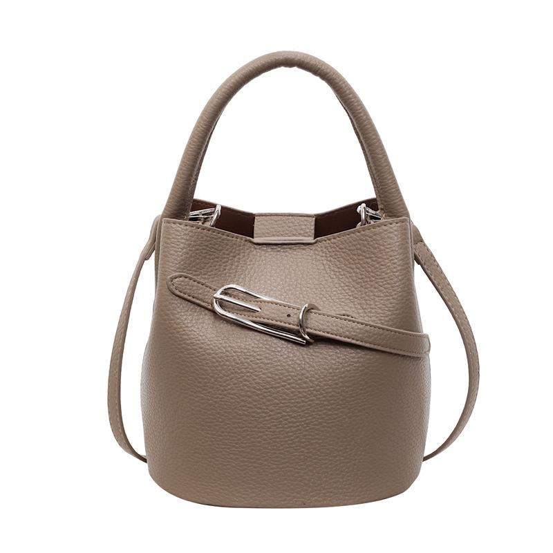 Bucket Handbag Bag Single Shoulder Crossbody Strap Vintage Belt Decoration Stylish High-end Fashionable Casual Solid