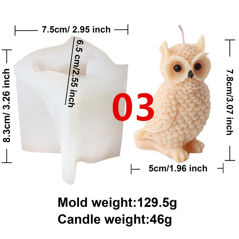 3D Cartoon Eule Silikon Kerzenform DIY Niedliches Tier Duftkerze Gips Tropfkleberform Papagei Lerche Handgefertigt Wohndekor