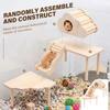 4 Pcs Hamster Platform Ladder Hideout Wood Playhouse Hamster Game Climbing Toy for Small Pet Hamster Rat Gerbil Chinchilla Mouse