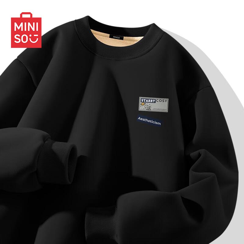 MINISO Men's Winter Fleece-Lined Crewneck Sweatshirt