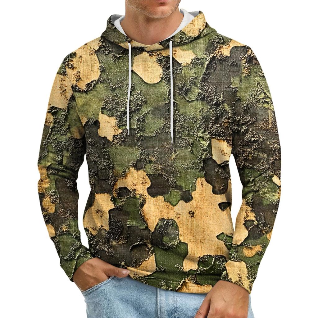 Men's Loose-fitting Casual Camouflage Print Hooded Sweatshirt