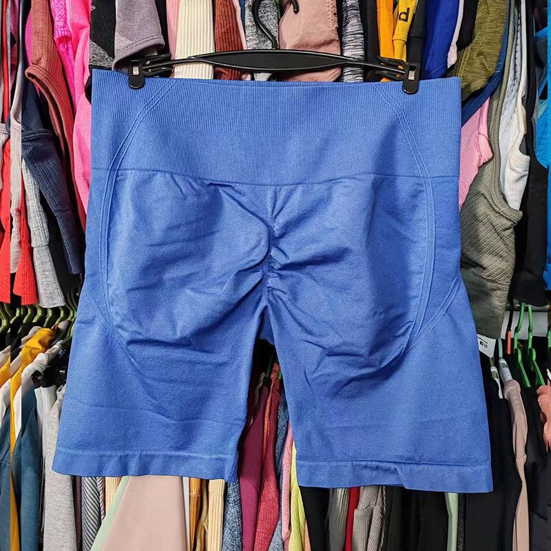 

Yoga Export High Waist Peach Hip Raise Seamless Shorts Light Blue L Recommended Weight 50-57.5kg