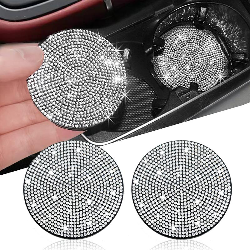 

Multifunctional Car Diamond Coaster Water Cup Slot Non-Slip Mat Silica Pad Cup Holder Comfortable Touch Car Interior