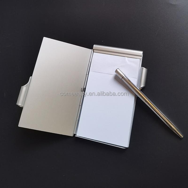 Mehrfarbiges Mini-Aluminium-Metall-Cover-Taschennotizbuch mit Stift