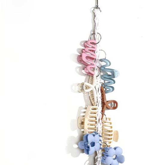 Boho Hair Clip Organizer Braided Vertical Hair Claw Holder with 20 Metal