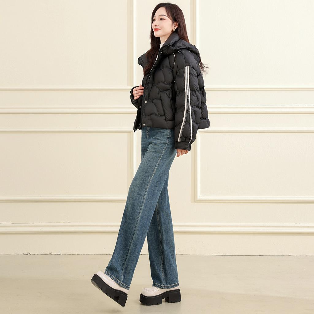 Winter new versatile hooded short jacket with thick fleece for women