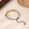 Gold and Silver Color-block O-Chain Bracelet for Women, Niche Design Hammered Titanium Steel Hand Jewelry