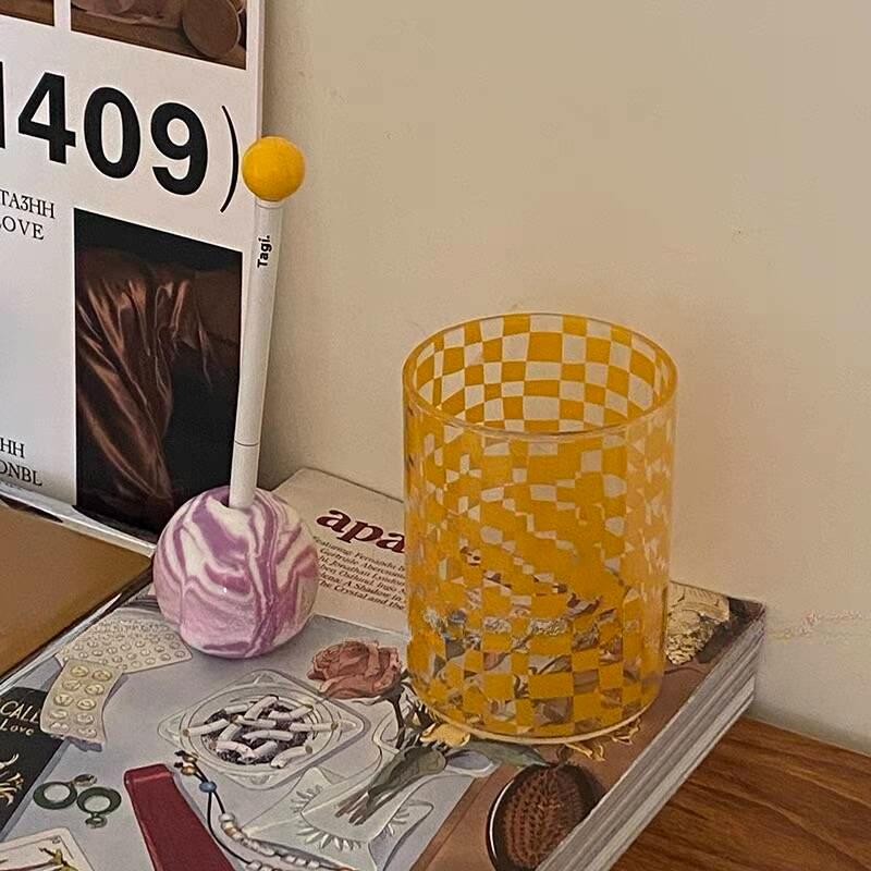 Fashion Matrix Plaid Glass Handmade Heat Resistant Glass Teacups Cups Coffee Mugs Drinkware Couple Gift Drinking Water Milk Cup