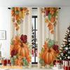 2PCS Thanksgiving Fall Curtains, Pumpkin Maple Leaf, Digital Print, Bedroom Living Room, Office, Bathroom, Dining Room