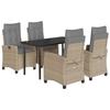 VidaXL Garden Dining Set with Cushions 5 Pcs, Table and Chairs with Adjustable Backrest, Outdoor Furniture, 3212835