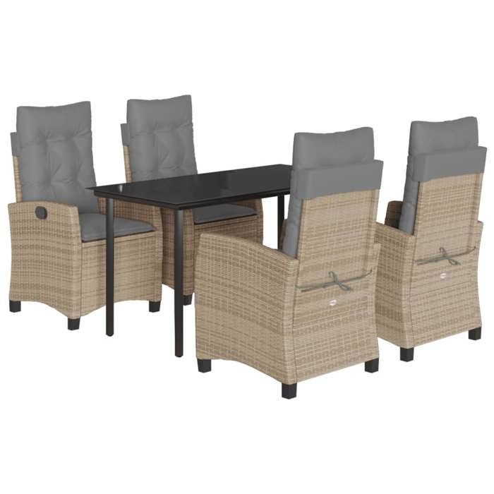 VidaXL Ensemble à Manger de Jardin avec Coussins 5 pcs, Table et Chaises avec Dossier Réglable, Meubles d'Extérieur, 3212835
