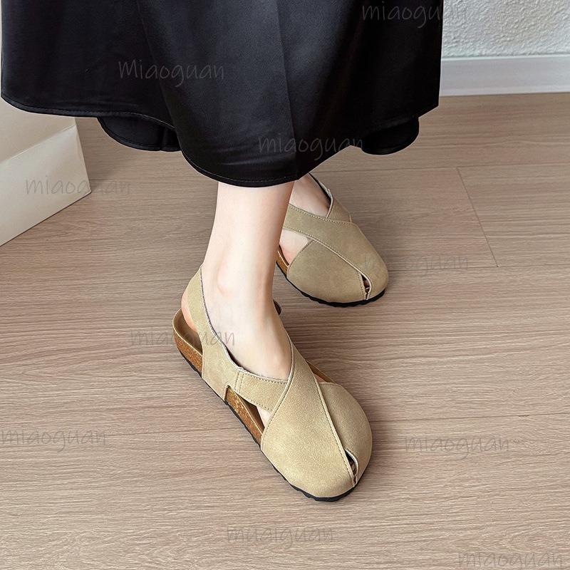 Fashion Women's Sandals Flat Low Heel Casual Loafers Slip-on Summer Spring Comfortable Footwear Cross Cover Toe Sandalias De Mujer