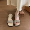 Fashion On A Wedge Slippers Soft Female Shoes Luxury Slides Jelly Flip Flops Square Toe Comfort 2025 Designer Glitter Crystal Scandals