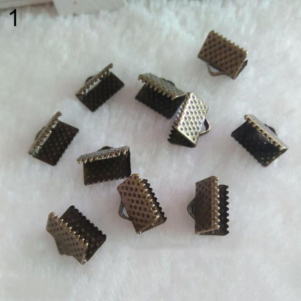 20 Pcs Ribbon Clamps Crimp Ends Bail Connector for Braccelet DIY Jewelry Findings