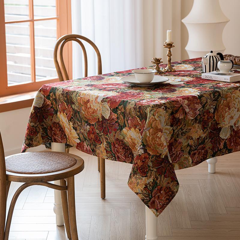 Хлопково-льняная жаккардовая скатерть в американском деревенском стиле, покрытие для стола с цветовой масляной живописью 60*60cm