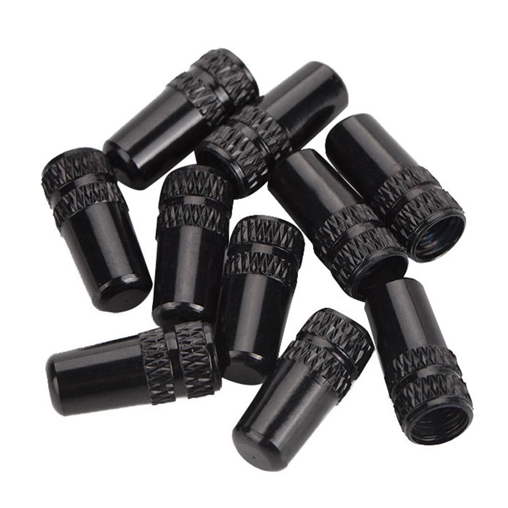 10Pcs Bike Aluminum Alloy Tire French Valve Protective Stem (Black)