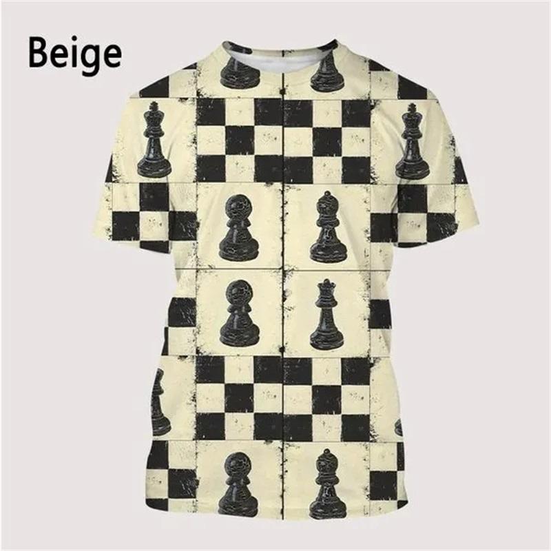 Chess Graphic T Shirts For Men 3d Printing Short Sleeve Chess Board Pattern Tee Top Crew Neck Oversized Men Tshirt Streetwear