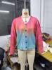 V-Neck 5-Button Printed Cardigan Sweater