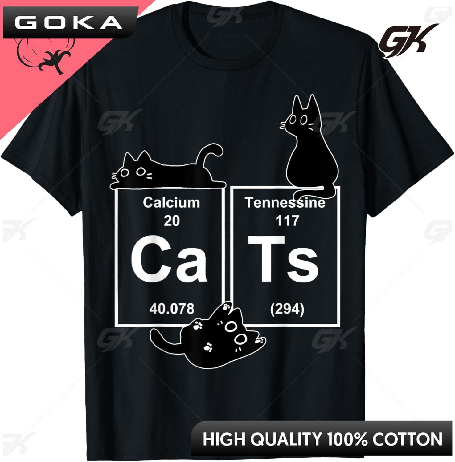 

Cat Chemistry Periodic Table Funny Gifts Cat Dad Cat Mom TShirt Kawayi Short Sleeve Cotton Breathable and Comfortable Clothes 4XL