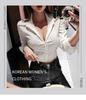 Korean White Cropped Slimming Long Sleeve Shirt for Women