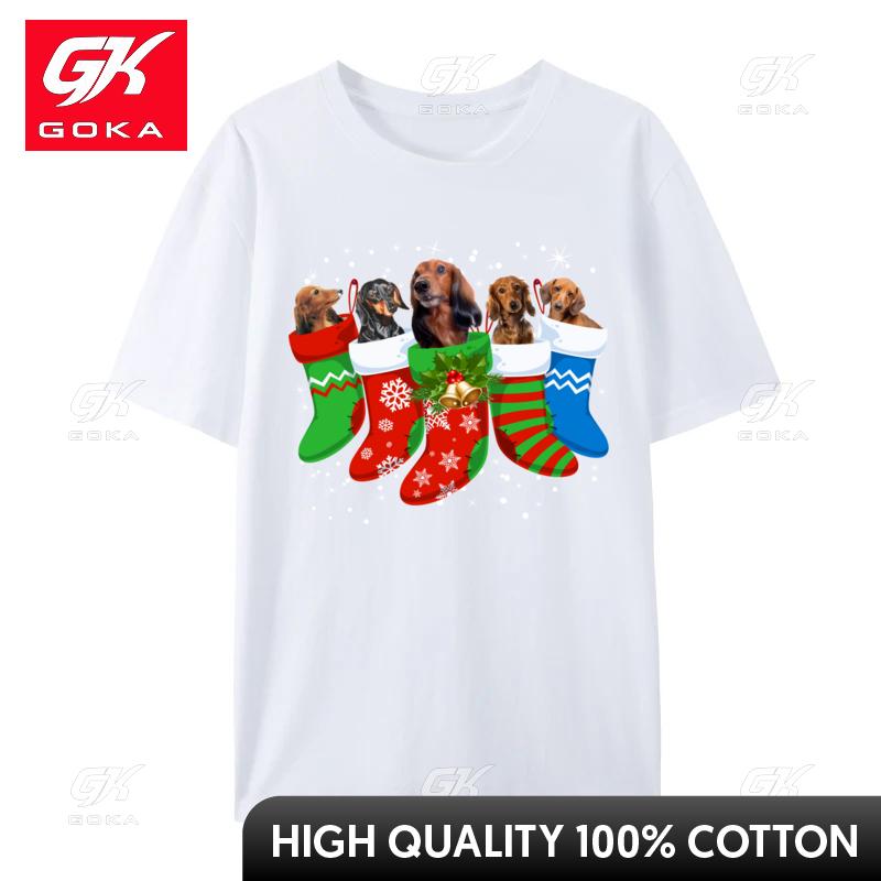 Dachshund Christmas Dog Cute Socks Xmas TShirt Normal T Shirt for Students New Coming Cotton T Shirt Leisure