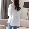 Women's White Embroidered Chiffon Shirt Long-Sleeve Casual Loose Blouse