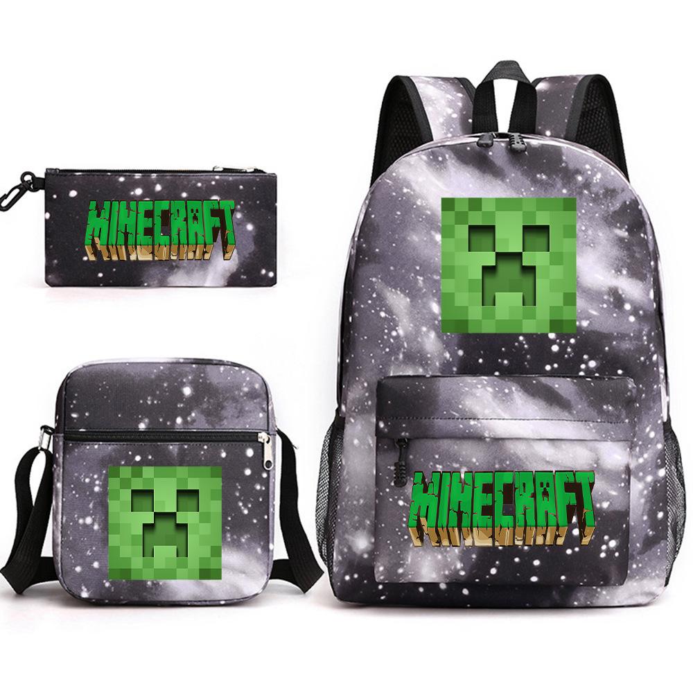 Minecraft Schooltas Game Merchandise Student Grote Capaciteit Print Drie Delige Schooltas Mannen En Vrouwen