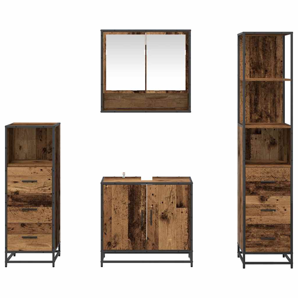 Bathroom Furniture Set with Drawers 4 pcs Reclaimed Wood Effect Particleboard