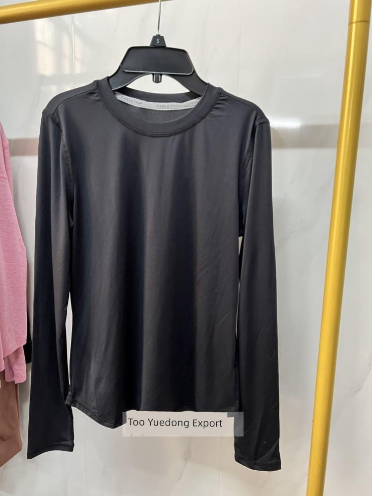 Women s Spring Brushed Nude Feel Long Sleeves Stretch Workout Clothes S чёрный