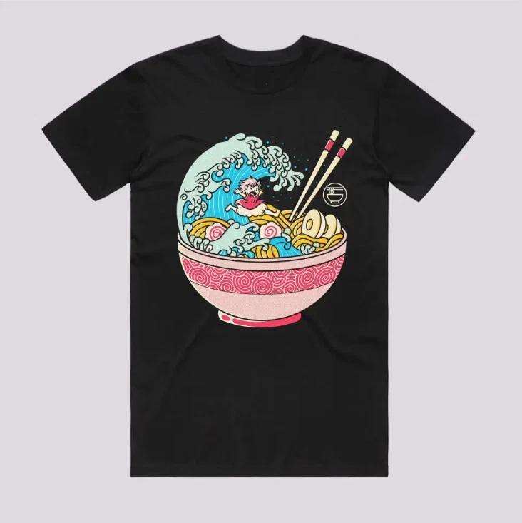 Anime Ponyo RaUnisex Japanese Style Black TShirt Size S4XL S