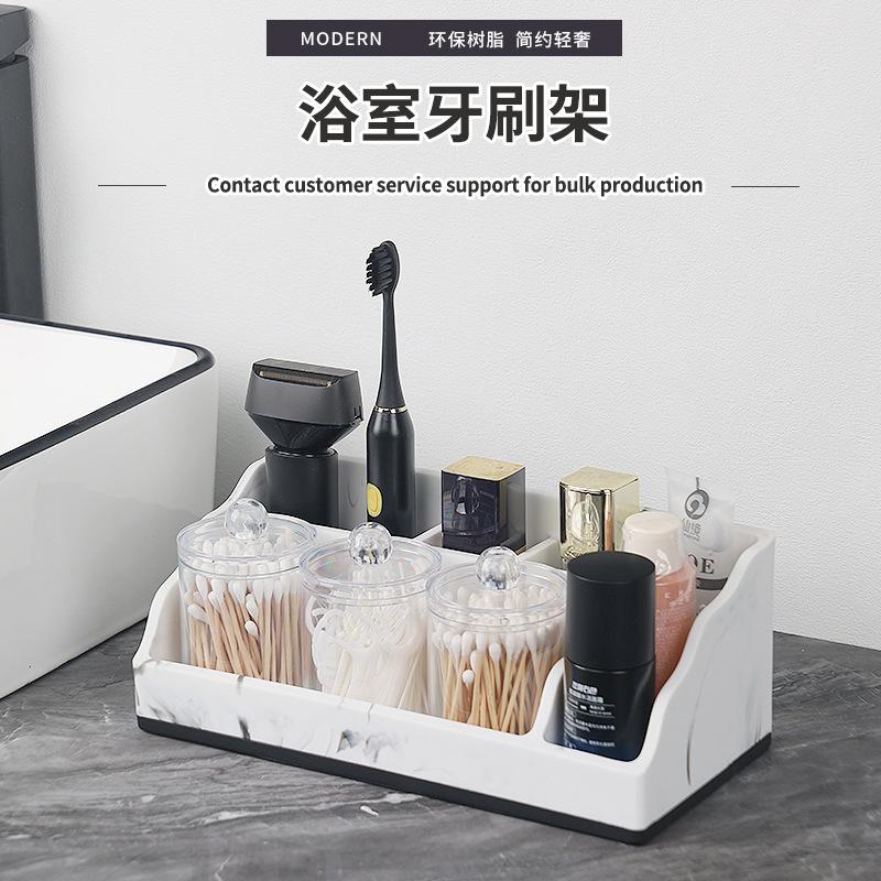 Resin Bathroom Toothbrush Holder Household Items Dressing Table Storage Rack Multifunctional Toothbrush Holder