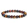 Natural Crystal Agate & Tiger Eye Stone Bracelet - Fashionable Round Beads for Men & Women