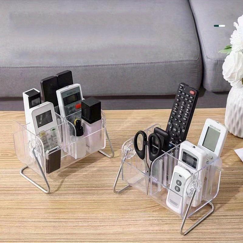 1pc 6 grids brown/green Household remote control&glasses rotatable Storage Plastics Shelf,multipurpose sorting rack for dormitory&Office&Home.