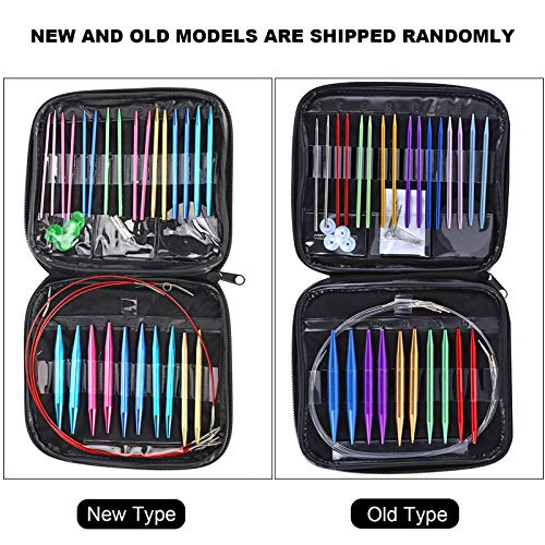 27-Piece Set of Circular Knitting Needles, Knitting Needles, Aluminum Knitting Needles, Rust-Resistant, Craft Supplies, with PU Bag