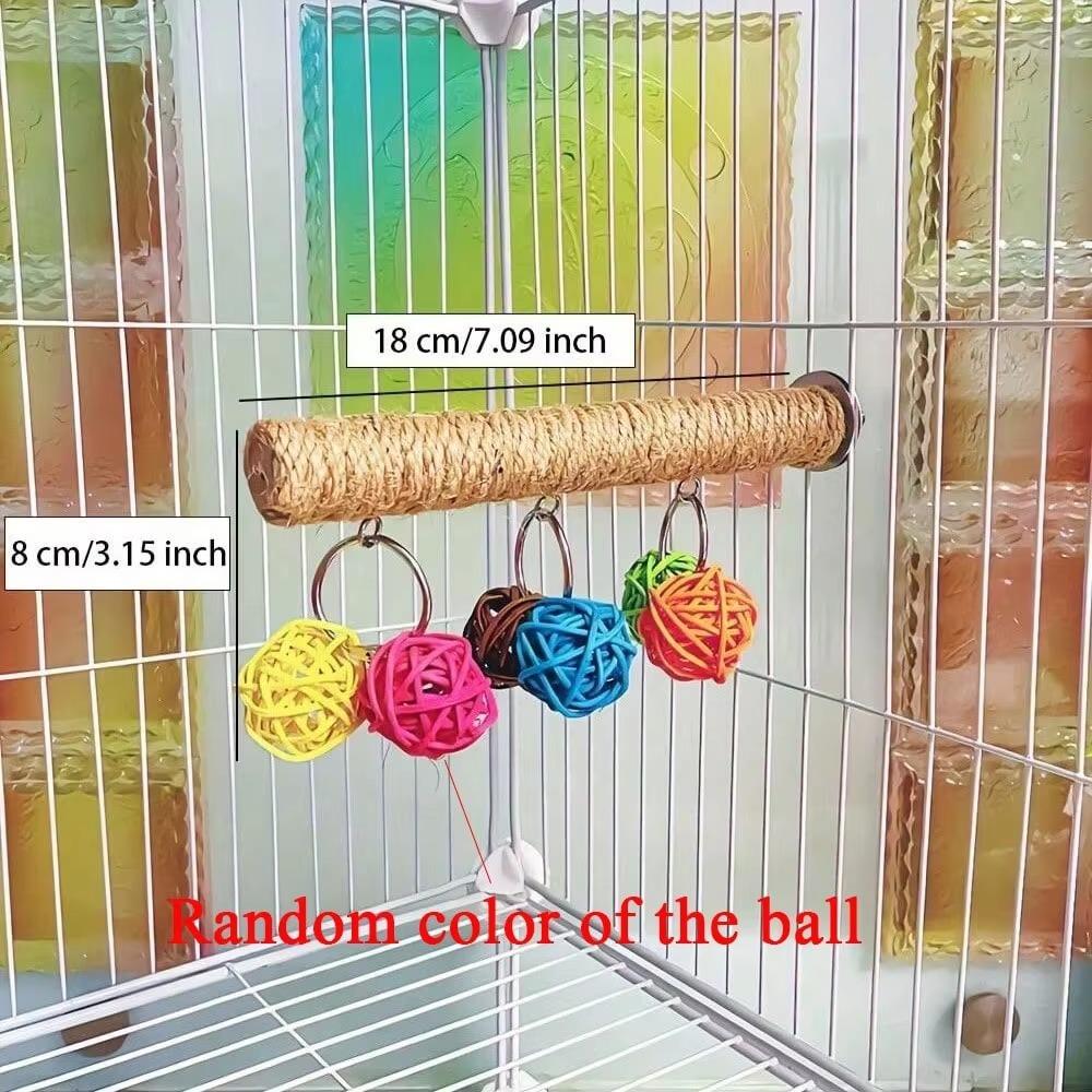 New Grinding Claw Parrot Rope Pole Standing Rod Colored Ball Mouth Chew Cage Accessories Pet Bird