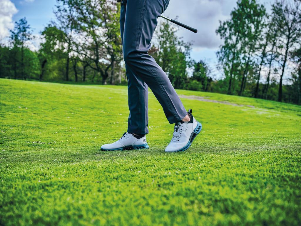 ECCO M GOLF BIOM C4 Men's Genuine Leather Golf Shoes with GORE-TEX Waterproofing, 13042460912, Concrete/Baygreen, Sizes 26.5cm-27.0cm, 3E