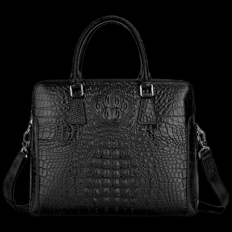 Кожаный портфель с узором под крокодила Plover Medium