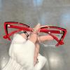 Personalized Cat Eye Clear Splicing Color Glasses Retro Color Block Fashion Decorative Glasses Computer Spectacles for Women