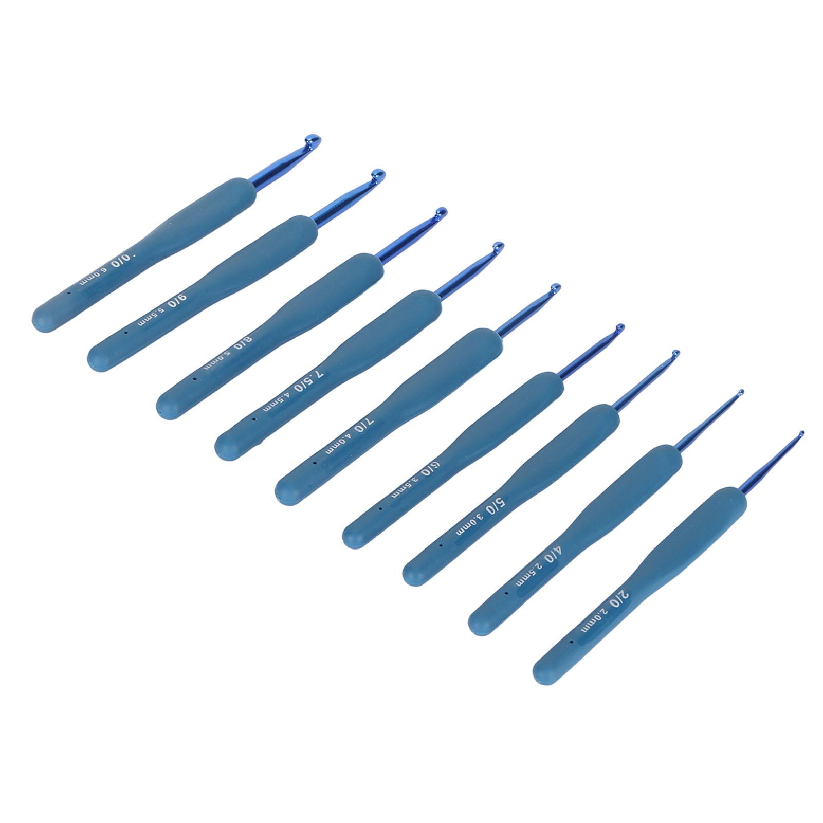 

Набор из 9 крючков для вязания, набор синих эргономичных мягких крючков для вязания, спицы
