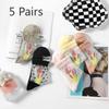 5 Pairs of Women's Summer Super Thin Polka Dot Cotton Sole Anti Hook Embroidered Clear Crystal Stockings