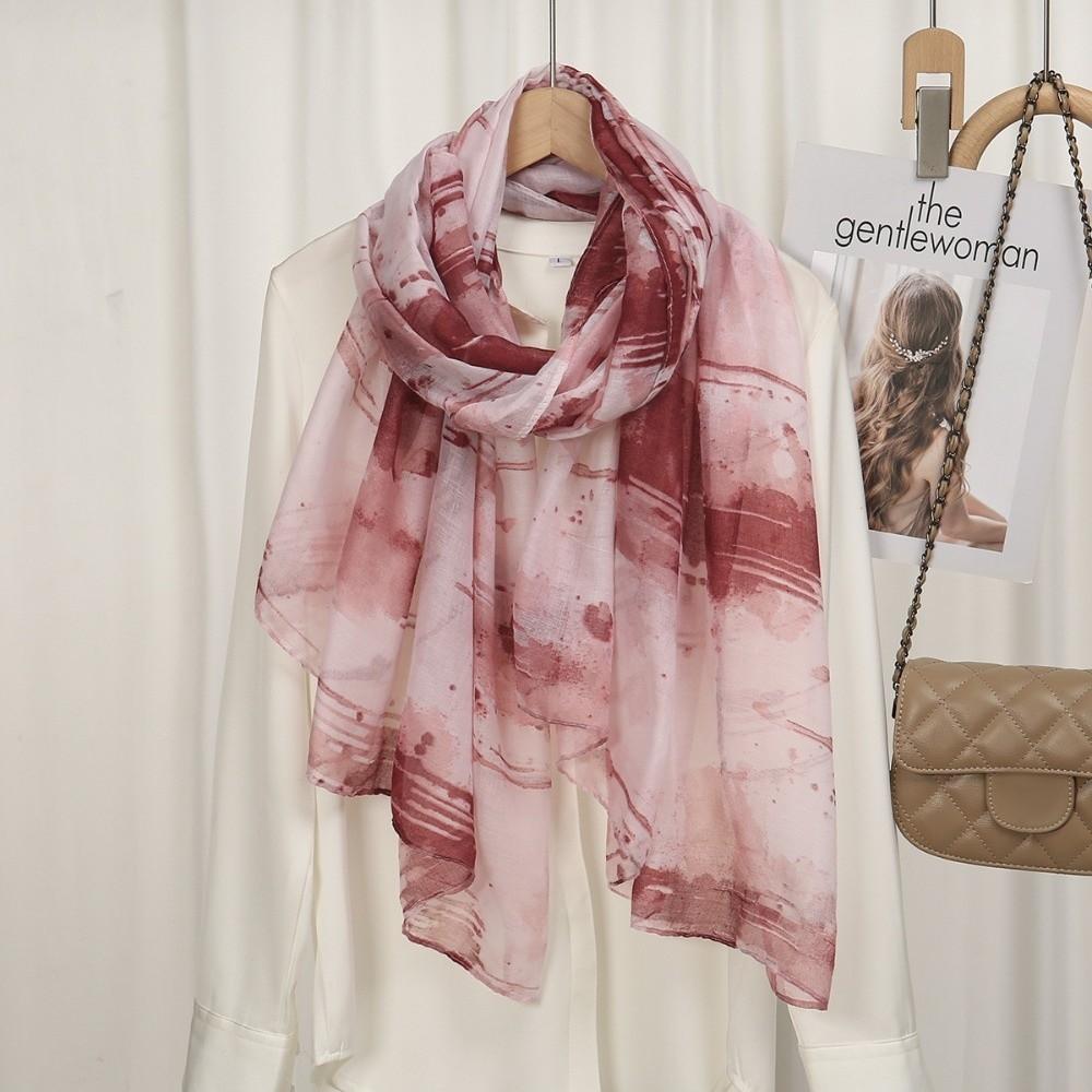 Light Weight Watercolor Printed Shawl Hijabs Soft Breathable Headscarf Women Scarf Silk Scarves new Scarf &Wrap