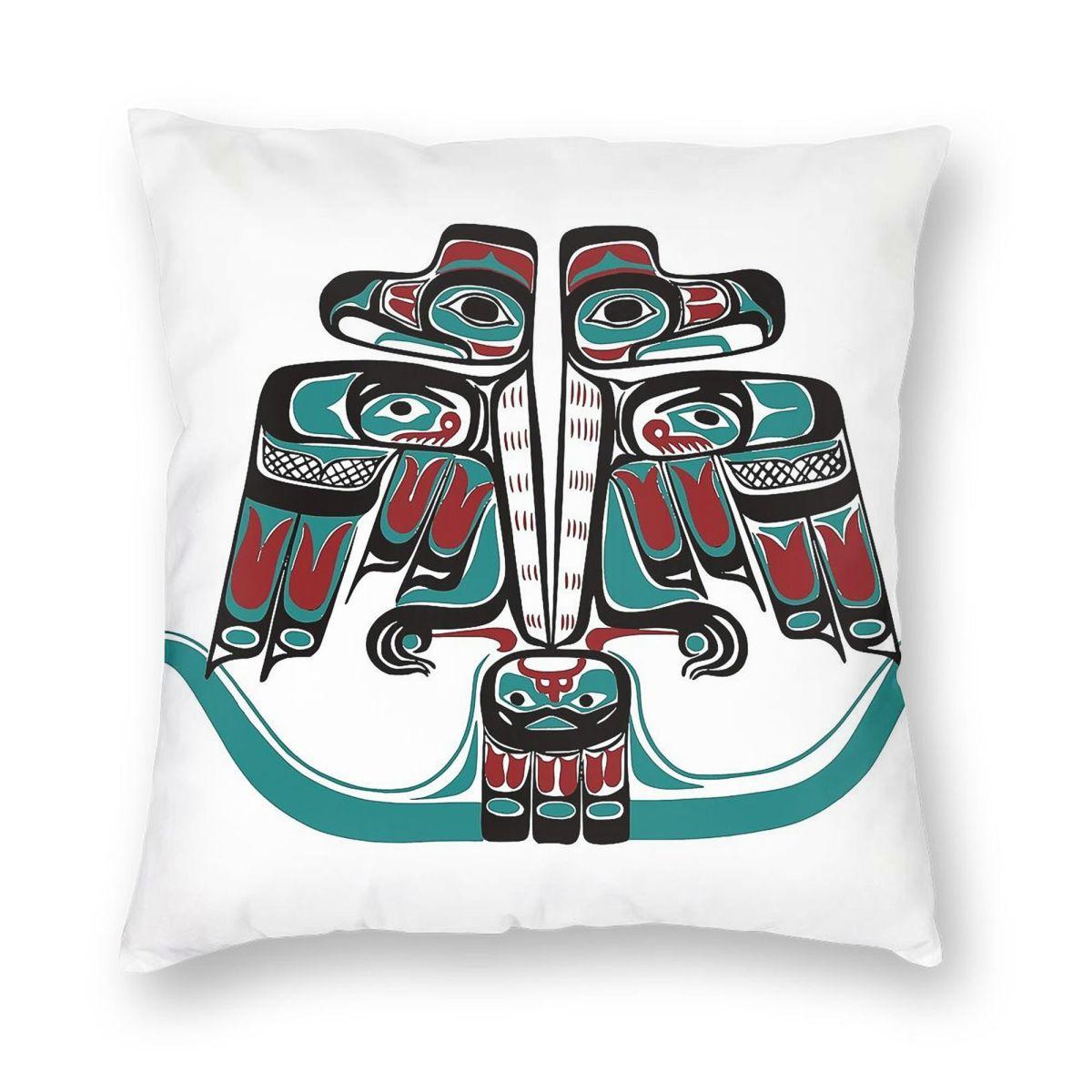 Native Haida Tlingit Thunderbird Square Pillowcase Polyester Linen Velvet Printed Zip Decorative Throw Pillow Case Sofa Cover 30x30cm
