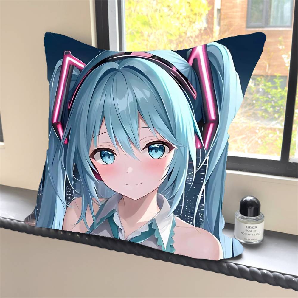 1PC HOT Anime H-Hatsune M-MikuS Pillow Case Square  Bedroom Sofa Leisure Comfort Cushion Car Home Decoration